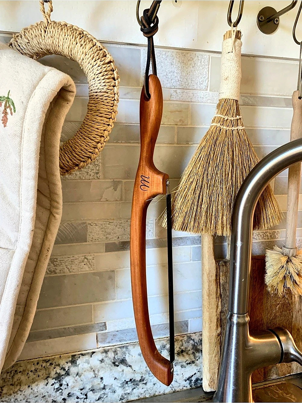 Wooden Sourdough Bread Knife with “M” Monograming